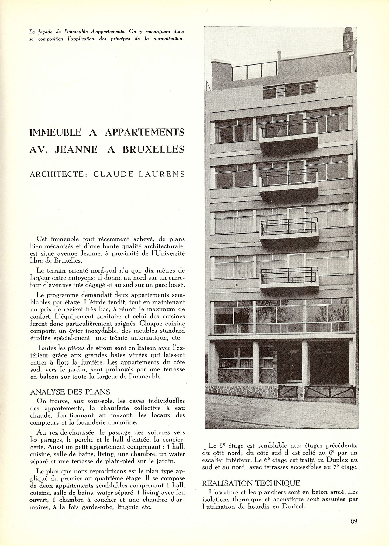 Immeuble à appartements, Av. Jeanne à Bruxelles