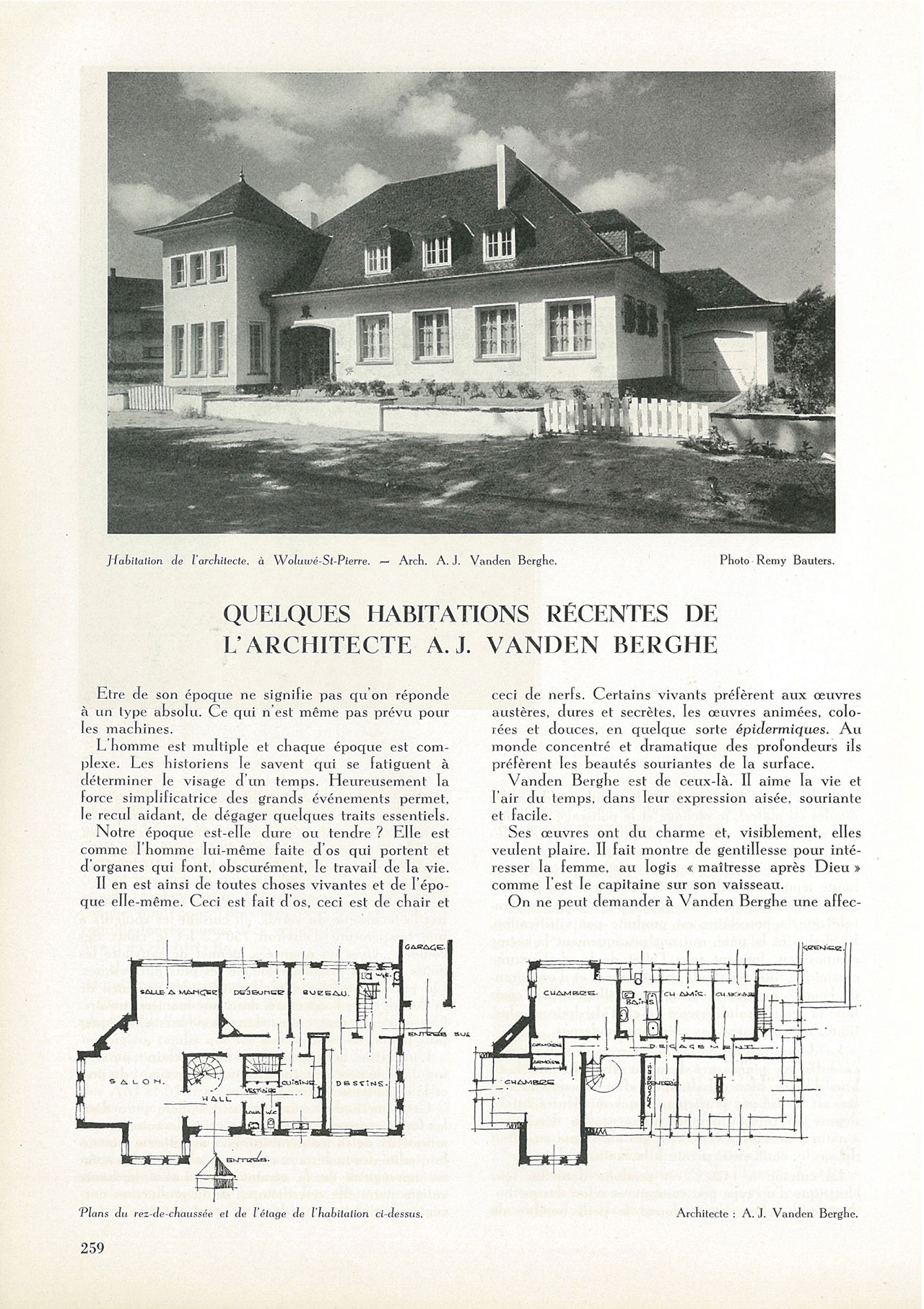 Quelques habitations récentes de l’architecte A.J. Vanden Berghe